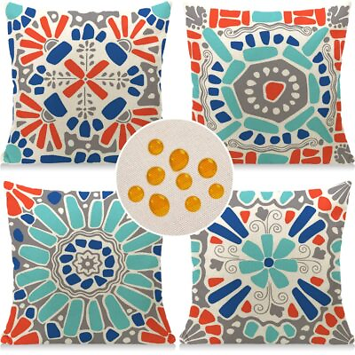#ad Cirzone Outdoor Pillow Covers 18X18 Set of 4 Waterproof Outdoor Pillows Couch Th