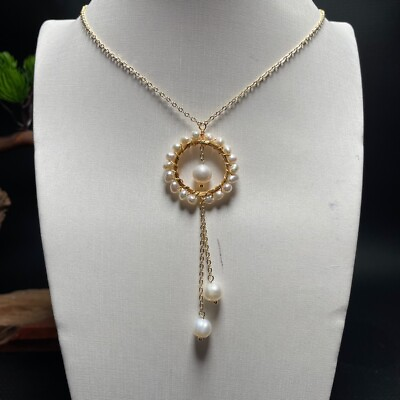 #ad Baroque Pearl Necklace Pendants Charm 925 Silver White Jewelry Charms Natural