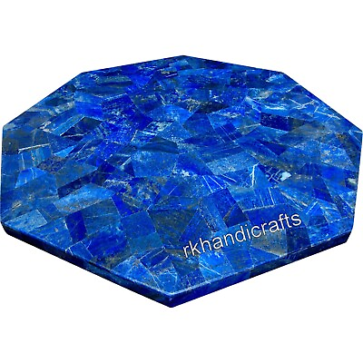 #ad Octagon Marble Dining Table Top Lapis Lazuli Stone Overlay Work Restaurant Table