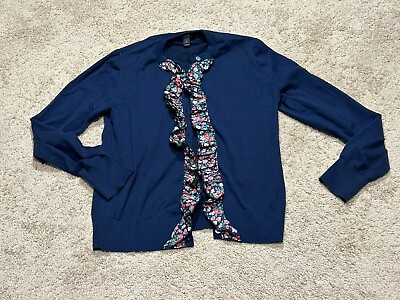 #ad J. Crew Womens Sweater Cardigan Size Medium Multicolor Button Front Floral