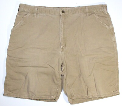 #ad Carhartt B283 DKH Mens Shorts Tan Canvas Work Outdoor 100% Cotton • Size 42