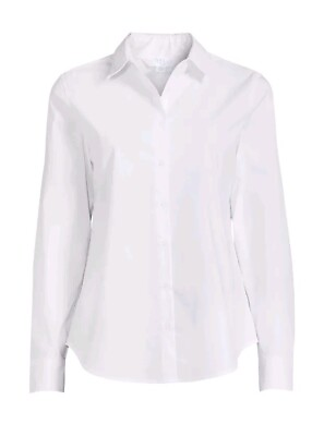 #ad Time and Tru Women#x27;s Long Sleeve Button Down Shirt Multiple Sizes White #NEW