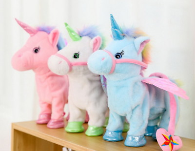 #ad Cute Walking Little Pony 14quot; Plush Toy Unicorn Singing amp; Neigh Horse wz Rope