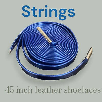 #ad Strings Leather Shoelaces 45quot; SHINY Royal Blue Fast Ship