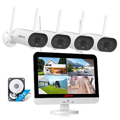 #ad ANRAN Wireless Security Camera System Outdoor Home with 12#x27;#x27;Monitor WiFi NVR Kit