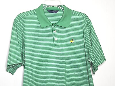 #ad Masters Clubhouse Collection Striped Short Sleeve Polo Golf Shirt Size Large