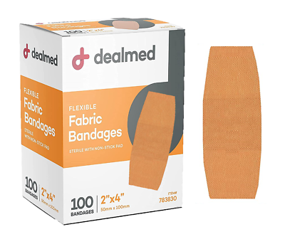#ad Dealmed 2quot; x 4quot; Flexible Fabric Adhesive Bandage Box of 100 $12.99
