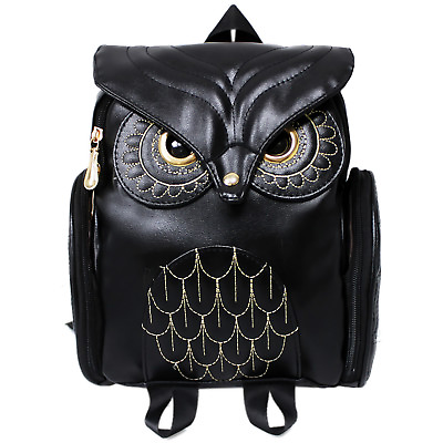 #ad Fashion Women Owl Leather Backpack Embossed Zipper School Bag Daypacks Bookbag J