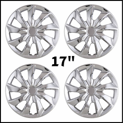 #ad 4 Pack 17 Inch Universal Wheel Rim Cover Hubcaps Snap On Car Truck Fit R17 Tire