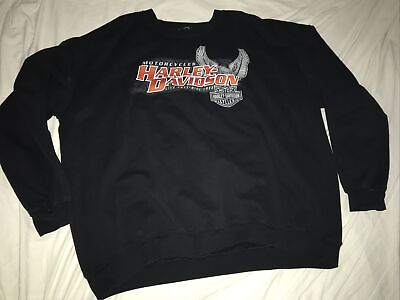 #ad Harley Davidson Reno NV L S Spell Out Sweatshirt Black Missing Size Tag