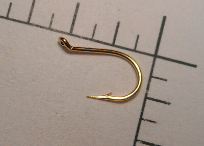 #ad 100 MUSTAD #6 FLY TYING EGG ROUND HOOKS Goldplated Turned up tapered Eye 9275 A