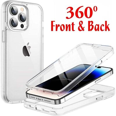 #ad Clear Case For iPhone15 14 13 12 Pro Max Silicone Front amp;amp;amp Hard Back cover