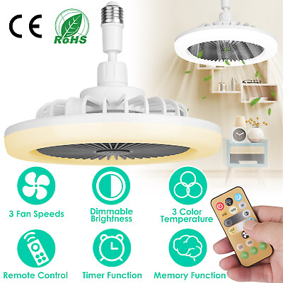 #ad E27 Socket Ceiling Lights With Fan Dimmable LED Light Cooling Fan Lamp