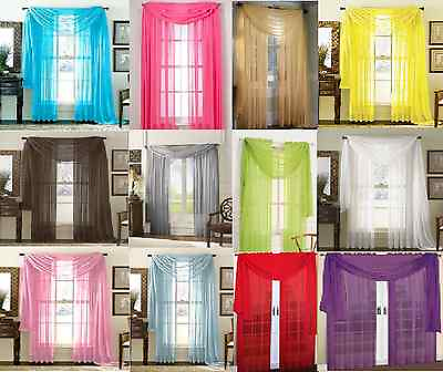 #ad SHEER SCARF VALANCE DRAPES Voile Window Panel curtains 20 diff. colors SALE