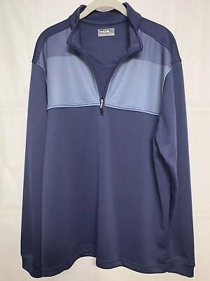 #ad Bolle Mens Large Blue Long Sleeve 1 4 Zip Polo