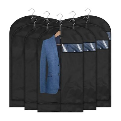 #ad Black Grey Hanging Storage Bag Clothing Cover Closet Organizer Coat Suit Dress