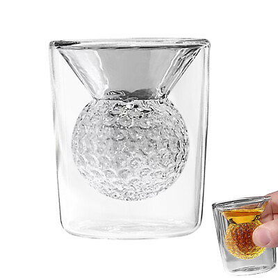 #ad Golf Ball Shot Glasses Round Clear Double Walled Glass Cups Glass Shot Cups