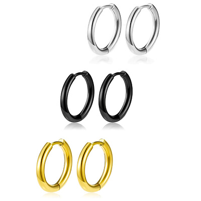 #ad Women Men Silver Stainless Steel Small Hoop Earrings Ear Cartilage Nose Ring $6.99