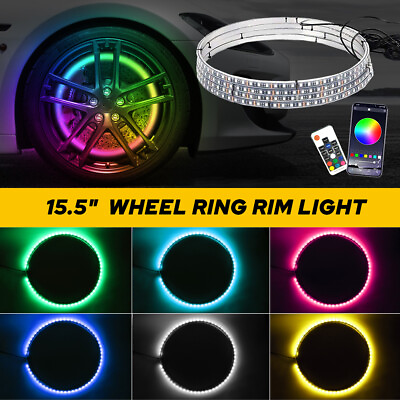 #ad LED Wheel Ring Rim Lights Color Brake Turn Signal Reversing APP Remote Control