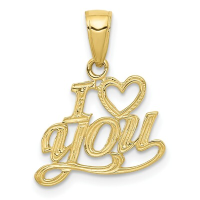 #ad Real 10kt Yellow Gold Polished amp; Textured I Heart You Pendant