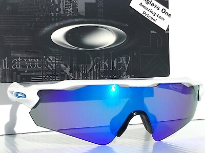 #ad NEW Oakley RADAR EV PATH Polished White POLARIZED Galaxy Blue Lens Sunglass 9208