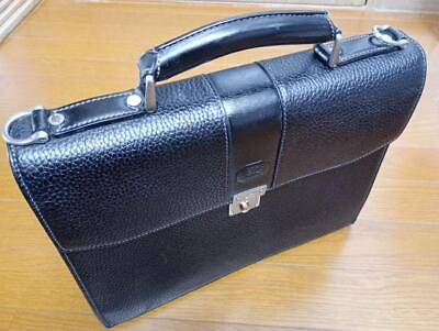 #ad BURBERRY Business bag briefcase handbag check pattern leather black #2
