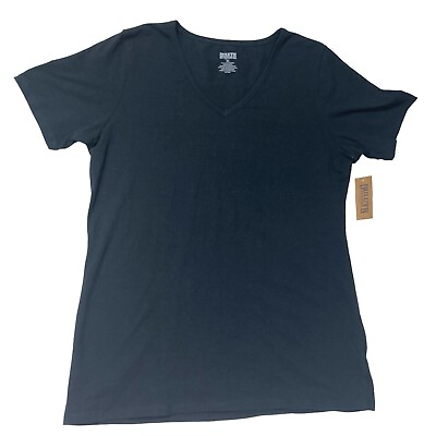 #ad Duluth Trading Shirt Women XL Black Short Sleeve Tee V Neck No Yank NWT New