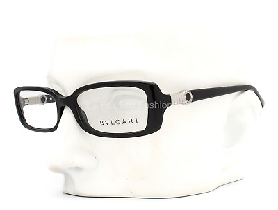 #ad Bvlgari 4041 501 Eyeglasses Glasses Polished Black w Silver Temples
