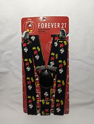 #ad Forever 21 Disney Mickey Mouse Suspenders Black
