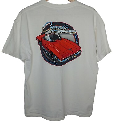 #ad Vintage 90s 1967 Corvette Sting Ray Mens XL T Shirt Hanes Red Convertible Auto