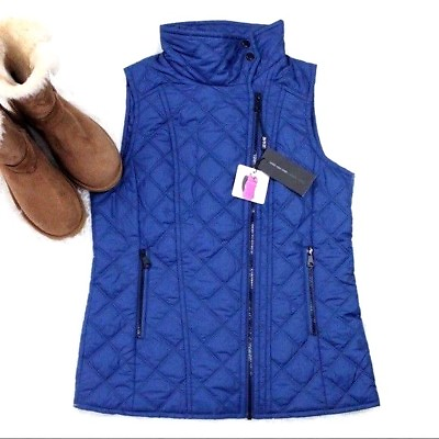 #ad Andrew Marc Ladies#x27; Quilted Asymmetrical Vest Blueberry Blue Extra Small XS NWT