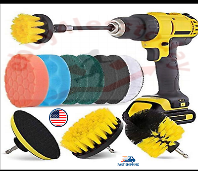 #ad 12PCS Drill Brush Set Power Scrubber Attachments Car Carpet Tile Grout Cleaning