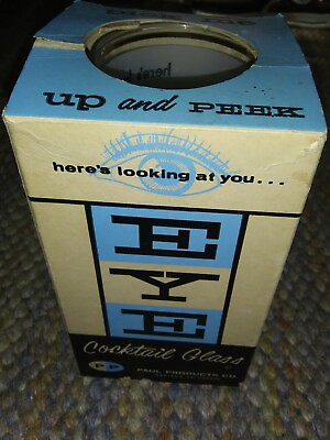 #ad Vintage 1950#x27;s Novelty EYE Cocktail Glass in Original Box Barware EYE IN GLASS