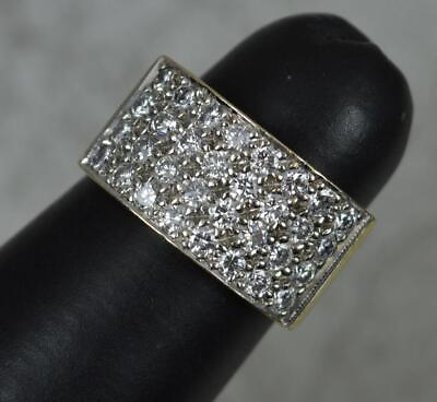 #ad Sparkly Heavy 18ct Gold and 0.75ct Diamond Cluster Panel Band ring
