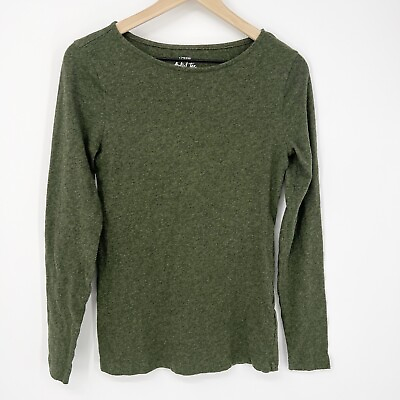 #ad J. Crew Olive Green Long Sleeve Artist Tee Size S 100% Cotton
