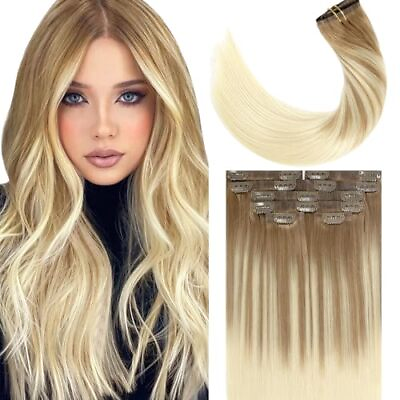 #ad Hair Extensions Seamless 18 Inch 110g B#8 60 Light Brown to Platinum Blonde