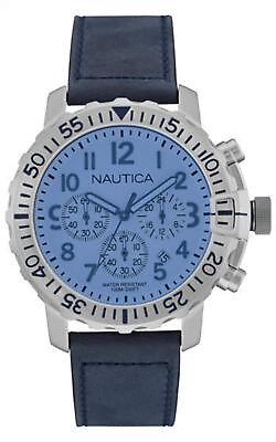 #ad Nautica nms 01 Mens Analog Quartz Watch with Leather Bracelet NAI19534G