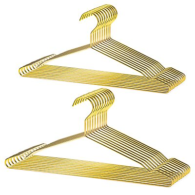 #ad 17 Inch Heavy Duty Shiny Gold Metal Clothes Hanger Coat Hanger Suit Hanger...