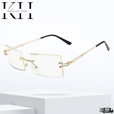 #ad Men Sunglasses Clear Lens Eye Glasses Gold Frame Hip Hop Fashion Vintage Shades