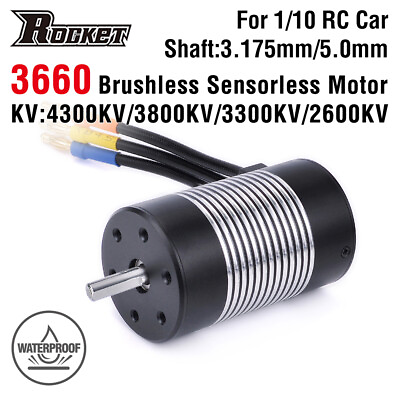 #ad Rocket 3660 Waterproof Brushless Sensorless Motor 4300KV 3300KV for 1 10 RC Car