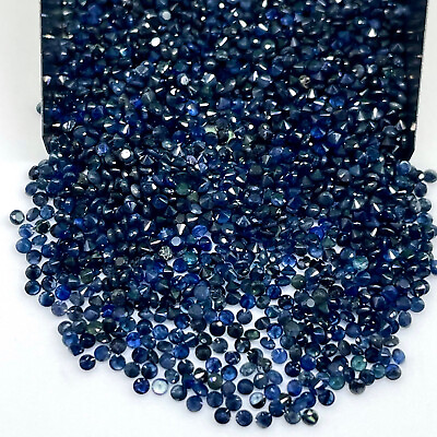 #ad 100 Pcs Natural Blue Sapphire 1.6mm Round Cut Calibrated Loose Gemstones Lot