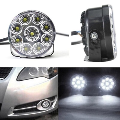 #ad Bright LED Car Light Round Daytime Running Light DRL Fog Day Driving Lamp