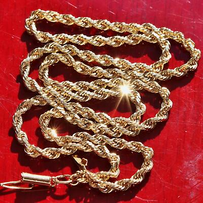 #ad 14k yellow gold necklace heavy 20.5quot; solid diamond cut rope chain 18.2gr N3070Y