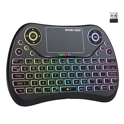 #ad PONYBRO Newest Version Backlit Mini Wireless Keyboard with Touchpad Mouse C...