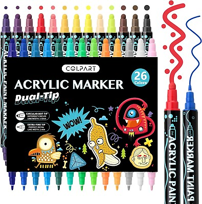 #ad 60 Colors Dual Tip Acrylic Paint Pens Markers Premium Acrylic Paint Pens