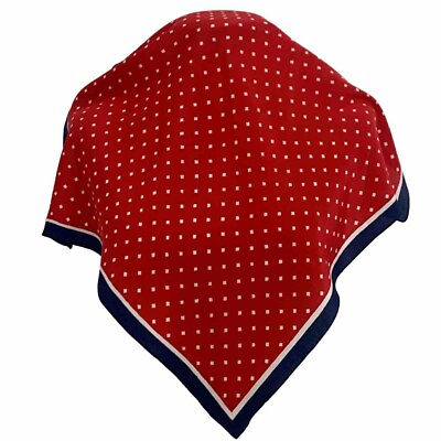 #ad UNBRANDED POLKA DOT RED SQUARE silk scarf 20 21 in #A124