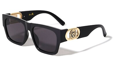 #ad Sunglasses Men Black Lens Vintage Gold Lion Head Rapper Shades New Style Model
