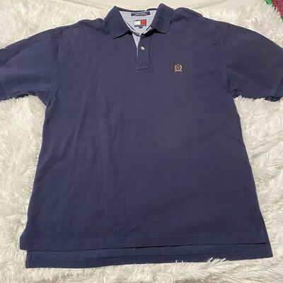 #ad Tommy Hilfiger Mens Size XL Dark Blue Short Sleeve Polo Shirt EUC