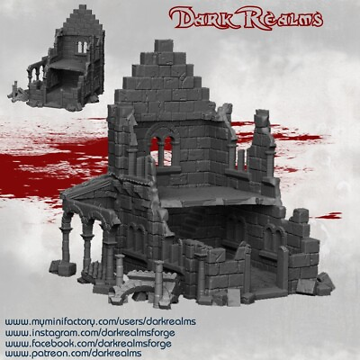 #ad Arkenfel House 2 Ruins for 28mm Tabletop Terrain Gondor Osgiliath Inspired