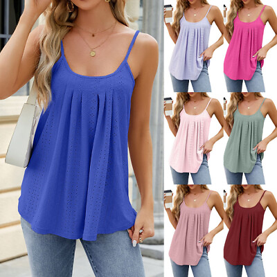 #ad Women with Built in Bra Cami Bra Flowy Tank Tops Padded Bra Loose Camisole Tops*